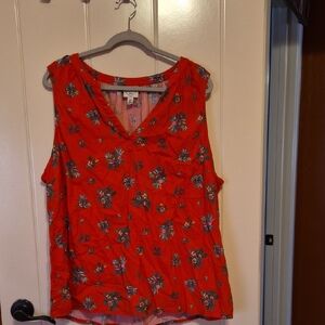 St. John's Bay Red Floral V-Neck Blouse